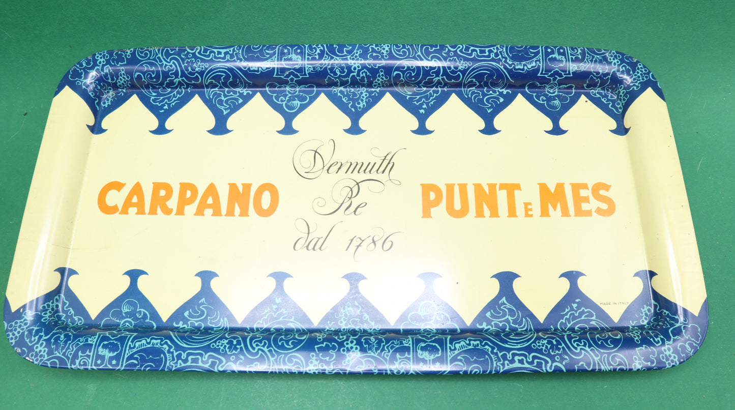 Vintage Vermouth Carpano Punt e Mes Vassoio pubblicitario di latta da collezione