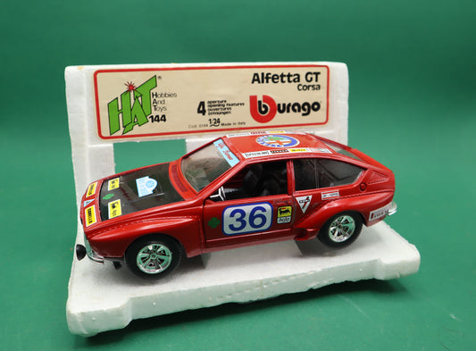 Vintage Alfa Romeo Alfetta GT Corsa Burago HAT hobbies and Toys 144  Die cast 1:24 Display Box