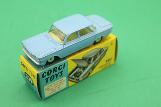 CORGI TOYS - 229- CHEVROLET CORVAIR- GOLDEN MECCANO ENGLAND- SCATOLA ORIGINALE 1/43