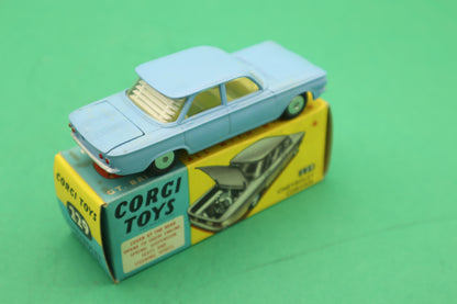 CORGI TOYS - 229- CHEVROLET CORVAIR- GOLDEN MECCANO ENGLAND- SCATOLA ORIGINALE 1/43