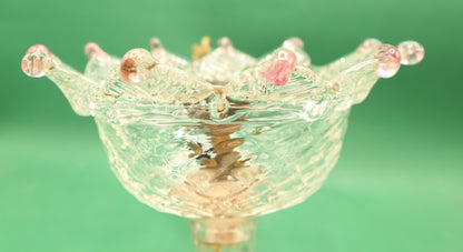 Vintage Cristallo Murano Pezzi Lampadario -Tazza ricambio porta lampada color Rosa con cresta a punte
