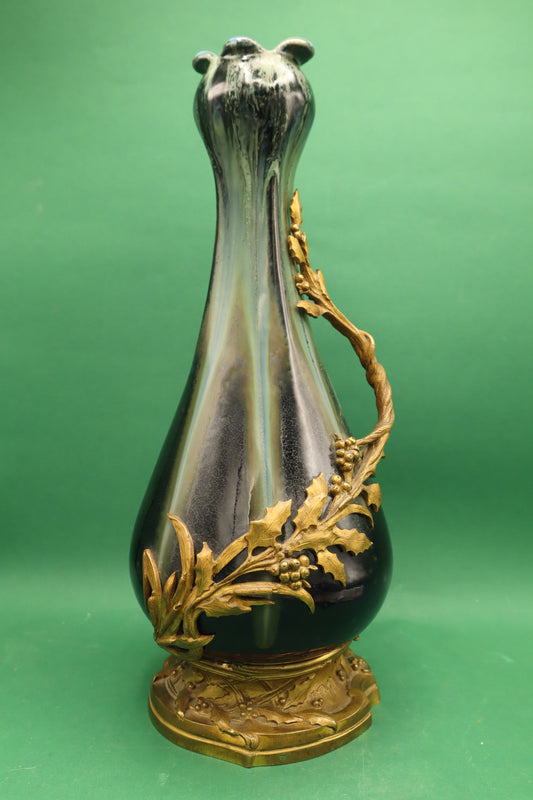 Stoneware And Gilt Bronze Art Nouveau Vase Signed Paul Louchet
