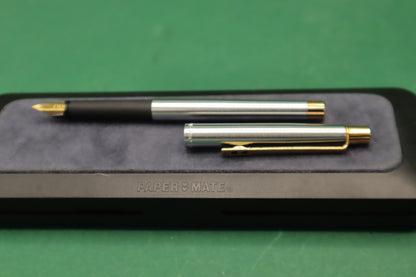 Vintage Papermate Penne Stilografico colore oro argento Scatola originale
