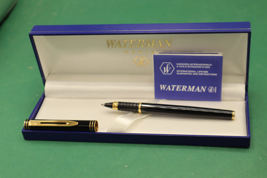 Vintage Waterman Penna Biro colore Nero e oro con Scatola originale