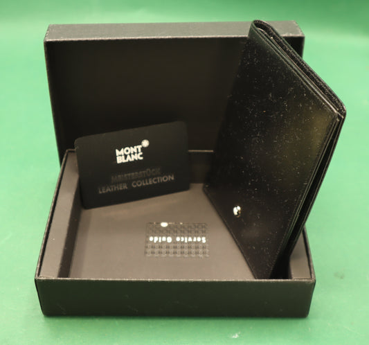 Vintage Montblanc Wallet Portafoglio verticale Largo 4cc Meisterstuck Nero Scatola originale