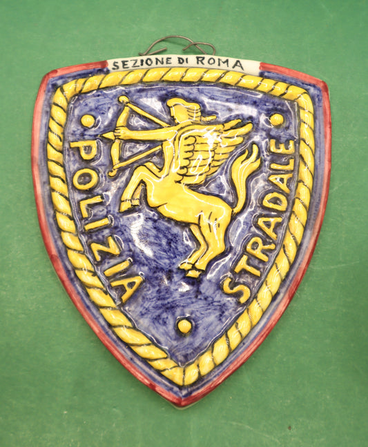 Vintage Crest Polizia Stradale Sezione di Roma Prodotto Italiano originale