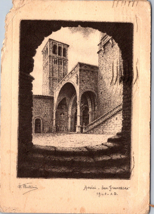 Cartolina Assisi provincia di Perugia – Basilica di San Francesco Vintage Postcard Italy