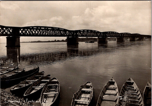 Cartolina Cremona – Ponte sul Po Vintage Postcard Italy