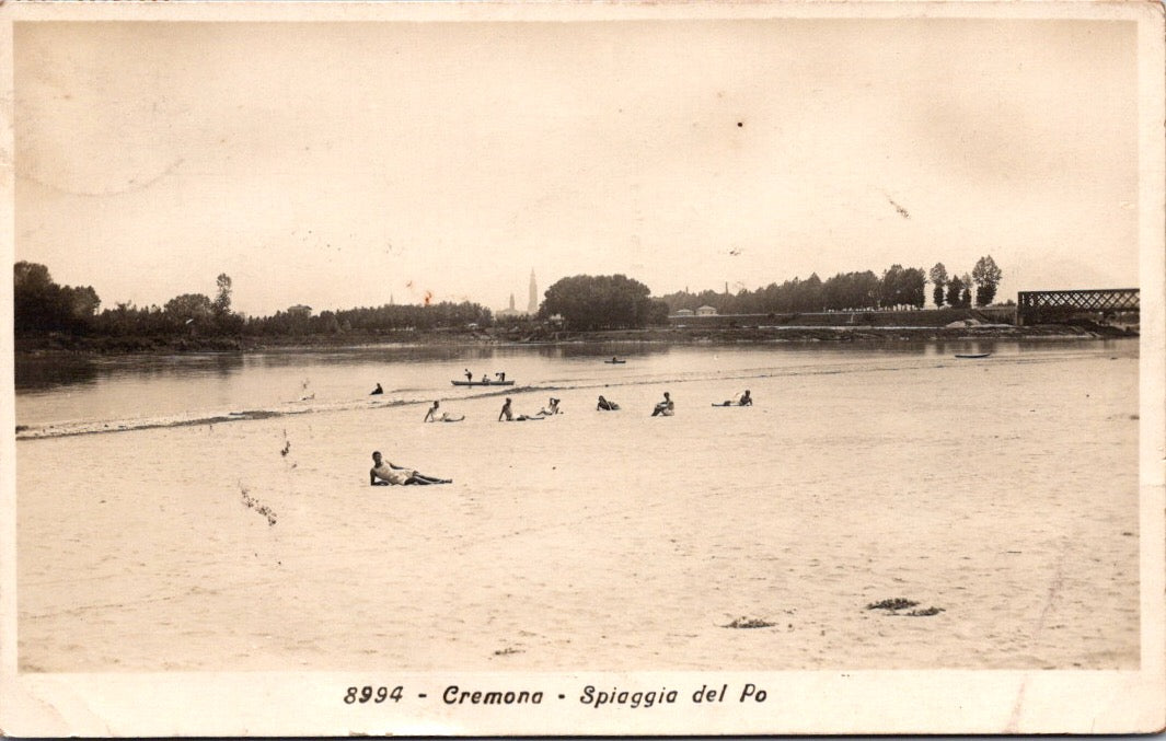 Cartolina Cremona – Spiaggia sul Po Vintage Postcard Italy