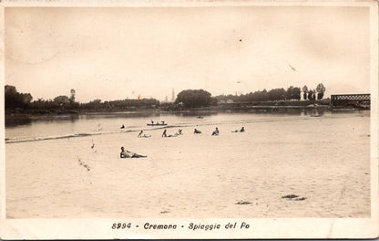 Cartolina Cremona – Spiaggia sul Po Vintage Postcard Italy