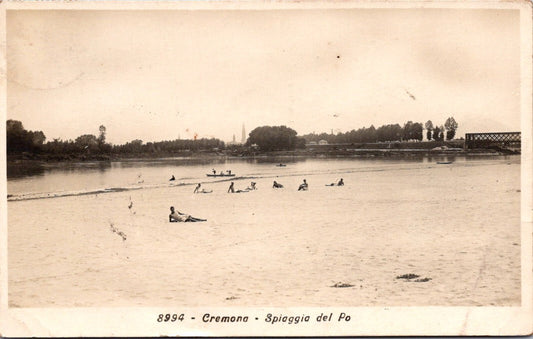 Cartolina Cremona – Spiaggia sul Po Vintage Postcard Italy