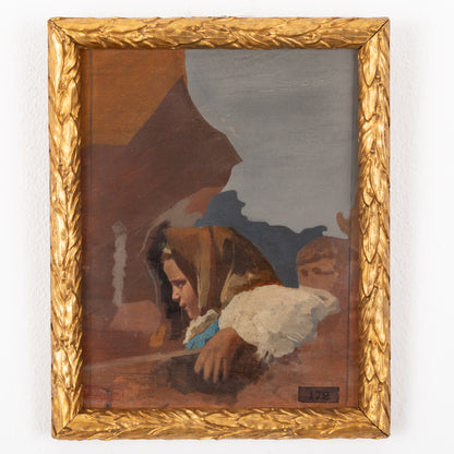Dipinto GIOVANNI BATTISTA QUADRONE Studio Nonno con Bambina
