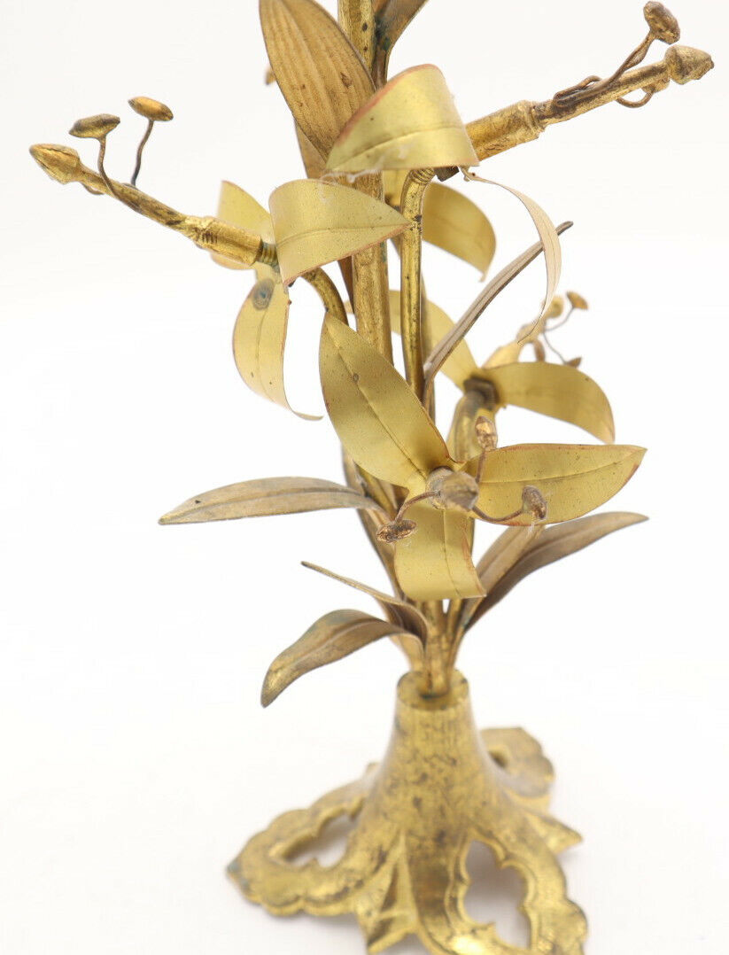 Candlestick Candelabro Mono Liberty Antimonio Dorato Fiori