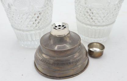 Vintage Two Cocktail shaker mixer  crystal and silver 800
