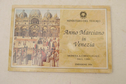 Vintage Moneta Anno Marciano in Venezia Da L.1000 1994 ARGENTO FDC
