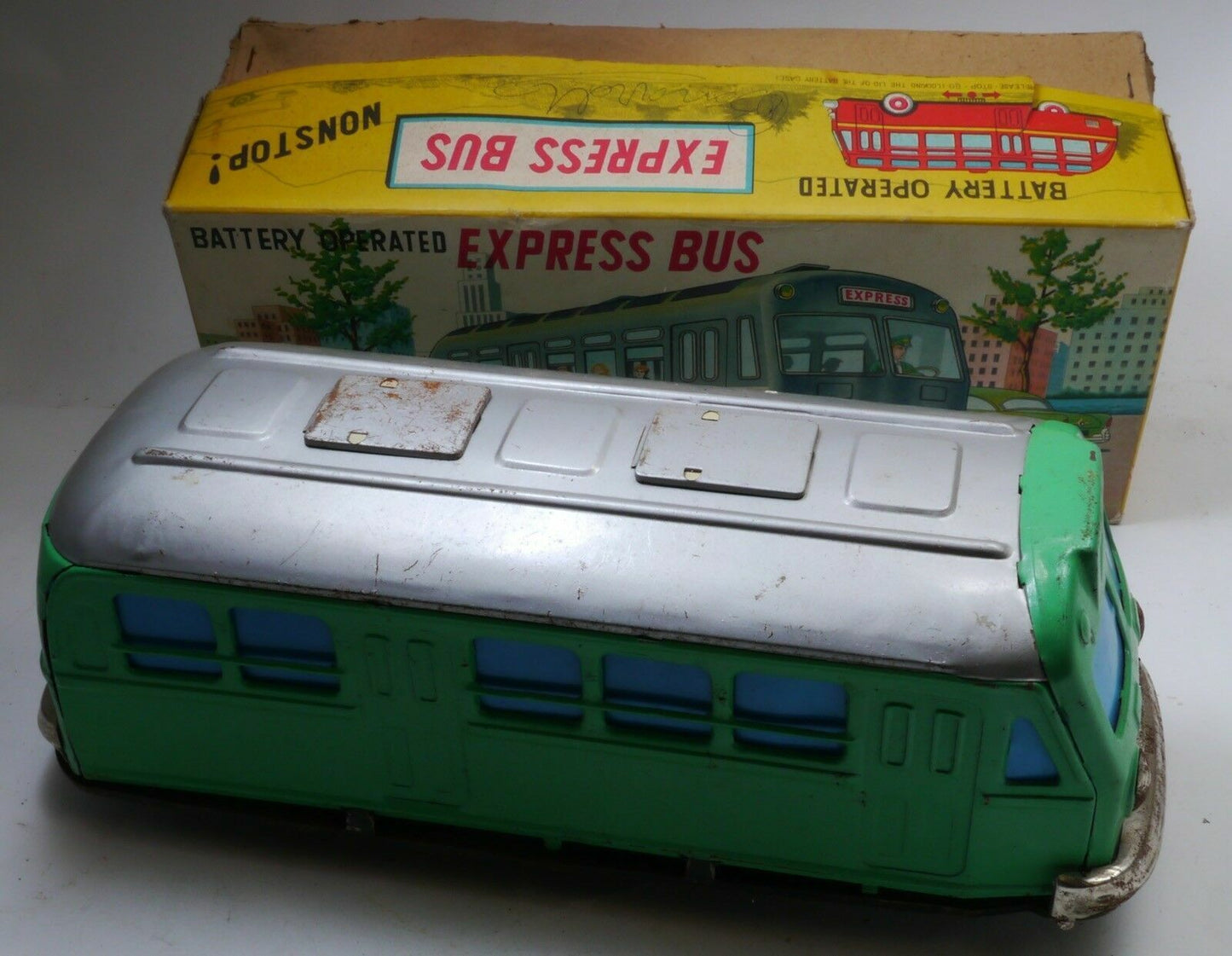 Vintage Original MODERN TOYS Nomura Battery Operated Express NON-STOP Bus w/Box