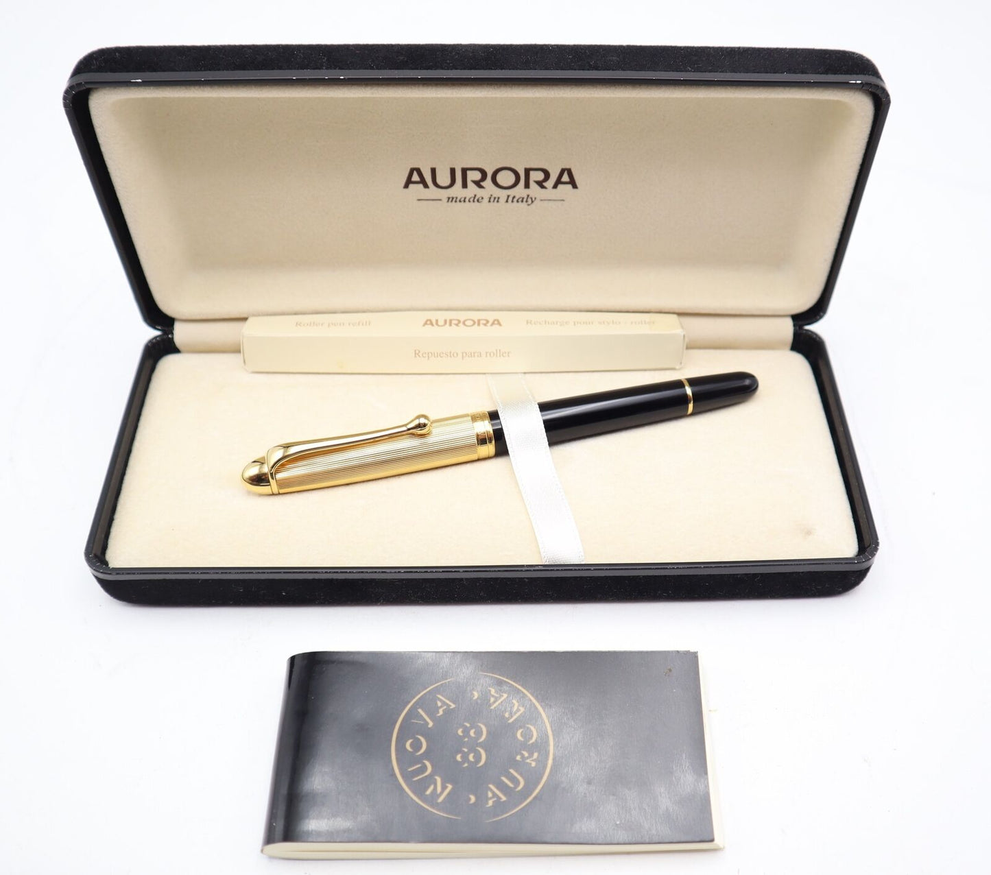 1990's Aurora 88 Roller Resina Nera Oro 14k