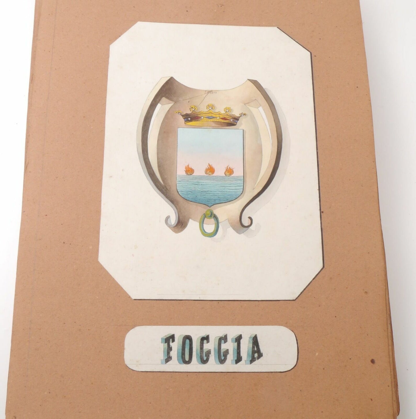 Acquarello XIX Emblema 800 Foggia (Puglia) Watercolour Cioffi