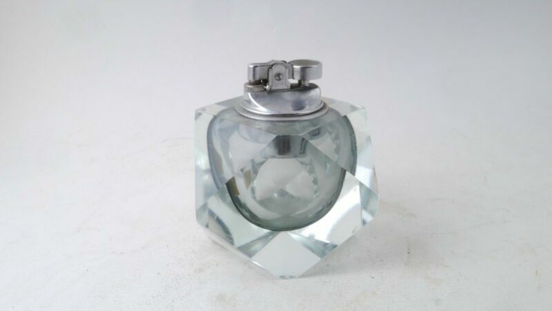 Vintage RARE Murano Clear Glass Lighter Geometric Table lighter Cigars