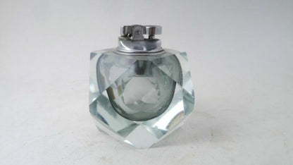 Vintage RARE Murano Clear Glass Lighter Geometric Table lighter Cigars