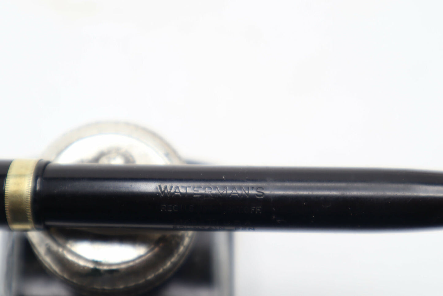 Vintage Waterman's Black celluloid Gold Lever fill Globus 585 nib Fountain Pen