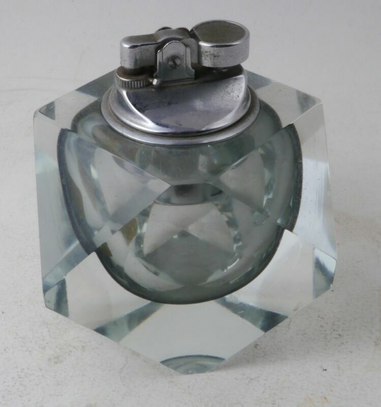 Vintage RARE Murano Clear Glass Lighter Geometric Table lighter Cigars