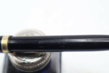 Vintage Waterman's Black celluloid Gold Lever fill Globus 585 nib Fountain Pen