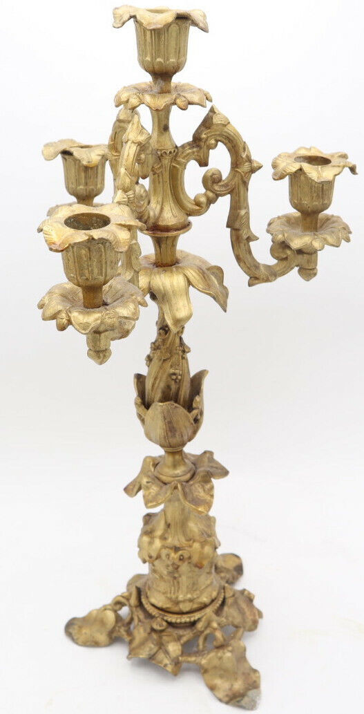 Candlestick Candelabro 4 Luci Liberty Antimonio Dorato Fiori