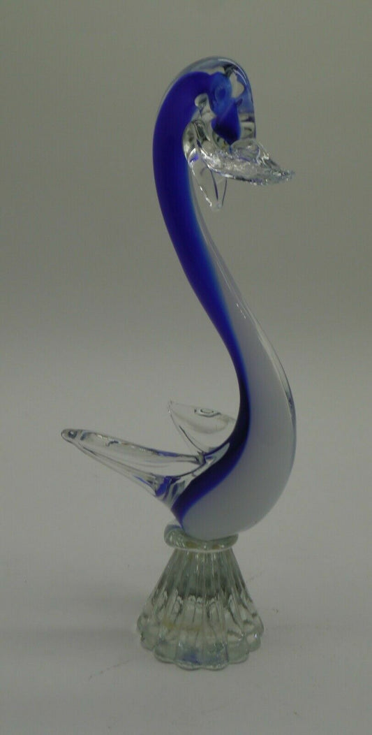 Vintage Figurine Cigno Swan Blu Pasta Vetro Murano