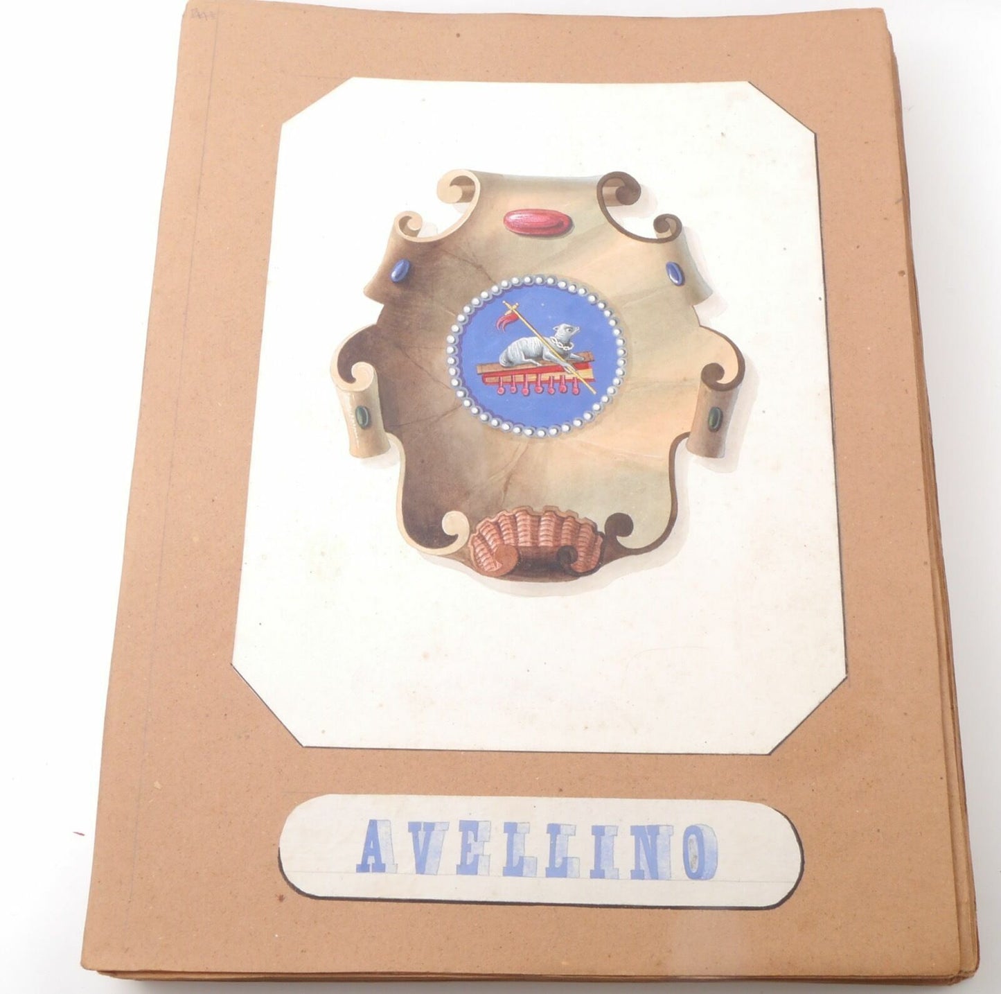 Acquarello XIX Emblema 800 Avellino Campania Italy Watercolour Inc. Cioffi