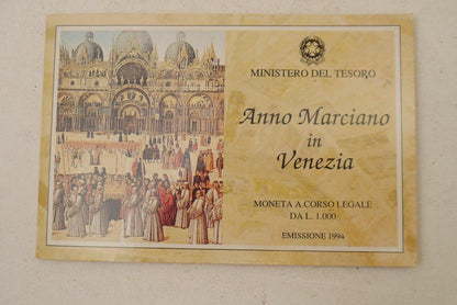 Vintage Moneta Anno Marciano in Venezia Da L.1000 1994 ARGENTO FDC