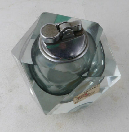 Vintage RARE Murano Clear Glass Lighter Geometric Table lighter Cigars