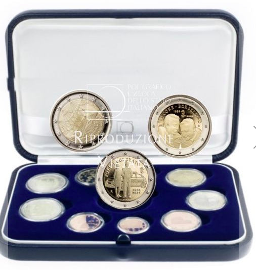 PROOF Serie Annuale 11 pezzi con le tre monete da 2 euro commemorative 2022 PREV