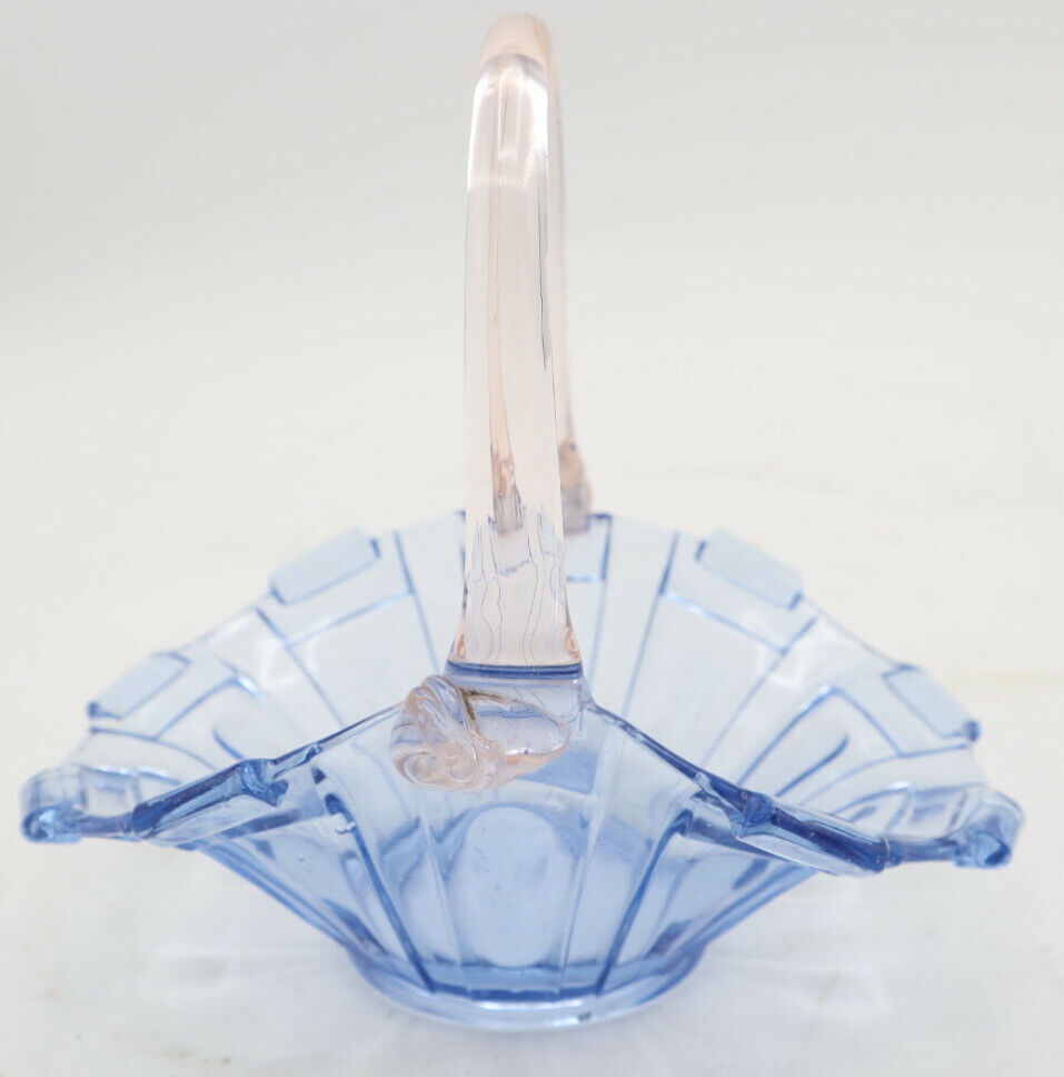 Cestino Centro Tavolo in vetro Soffiato. Di Colore Blue e Rosa