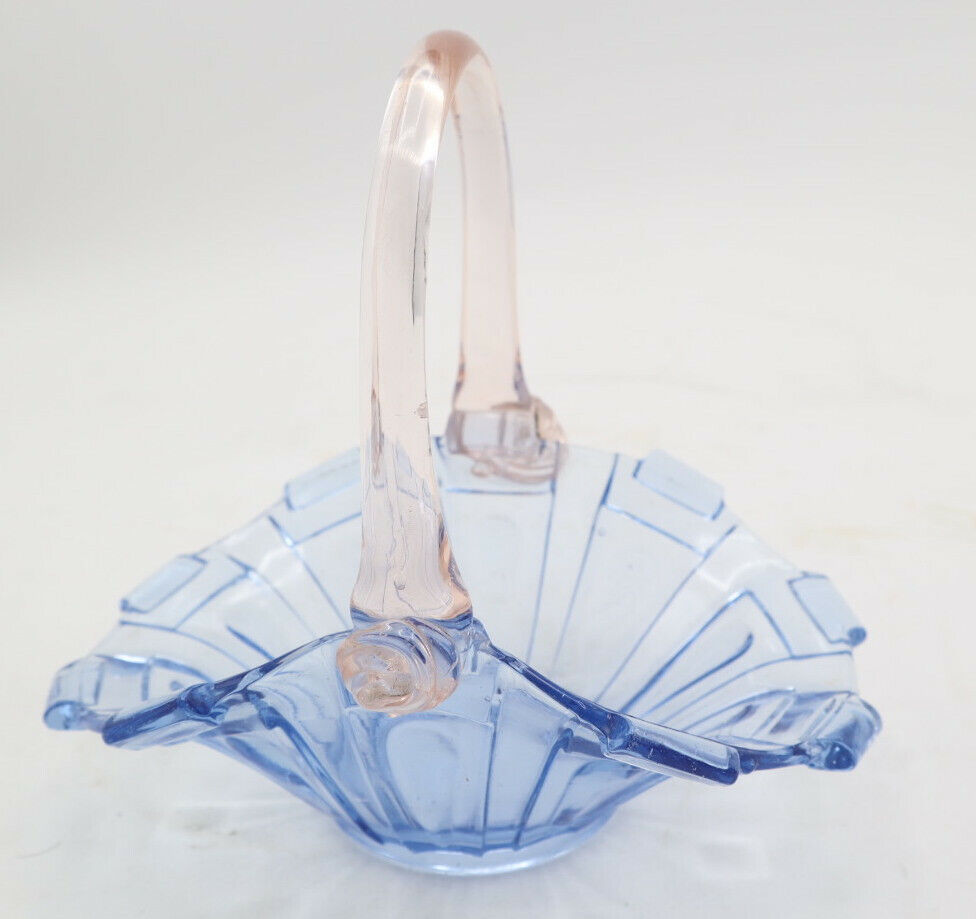 Cestino Centro Tavolo in vetro Soffiato. Di Colore Blue e Rosa