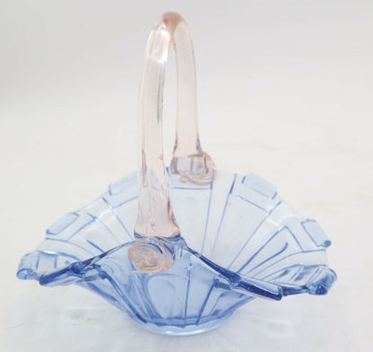 Cestino Centro Tavolo in vetro Soffiato. Di Colore Blue e Rosa