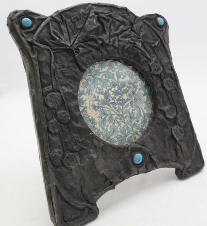Photoframe Portafoto Liberty XIX Century with flower design Pewter Photo Frame