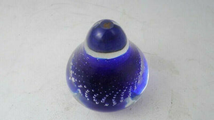 Vintage RARE Deep Blue Murano Glass paperweight Bubbles Pear Paperweight