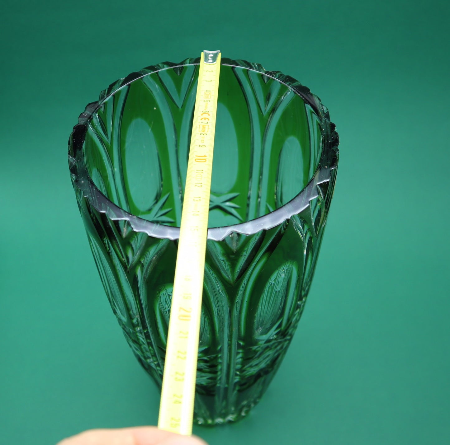 Vintage Vaso Creart Anni 50/60 Cristallo Verde Esmeraldo da Collezione stelle fiori