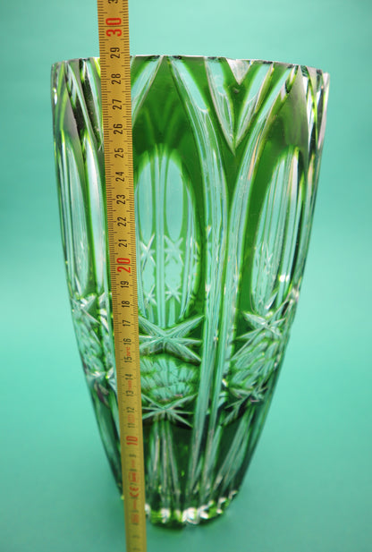 Vintage Vaso Creart Anni 50/60 Cristallo Verde Esmeraldo da Collezione stelle fiori