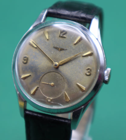 RARE Vintage Mens Longines Swiss Made Stainless steel Gold tone wristwatch Unique Patina