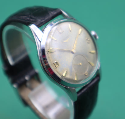 RARE Vintage Mens Longines Swiss Made Stainless steel Gold tone wristwatch Unique Patina