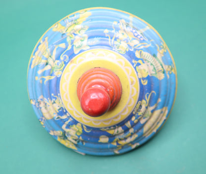 Vintage Spinning top toy collectable rare Tin Trottola Antica in latta colorata