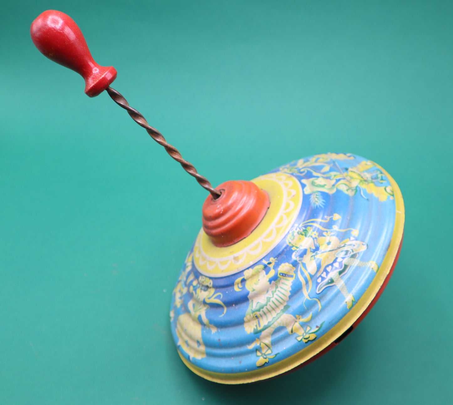 Vintage Spinning top toy collectable rare Tin Trottola Antica in latta colorata