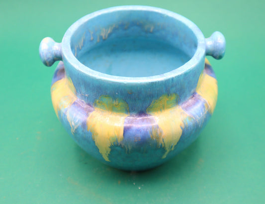 Vintage Blue Ceramic Vase vasetto Turquoise Yellow