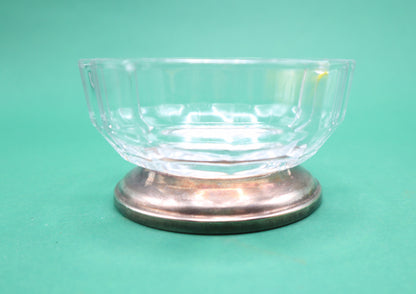 Vintage Vetro argento porta confetti portagioielli Caramelle Trinket Dish Glass silver decoration aperitif sweets