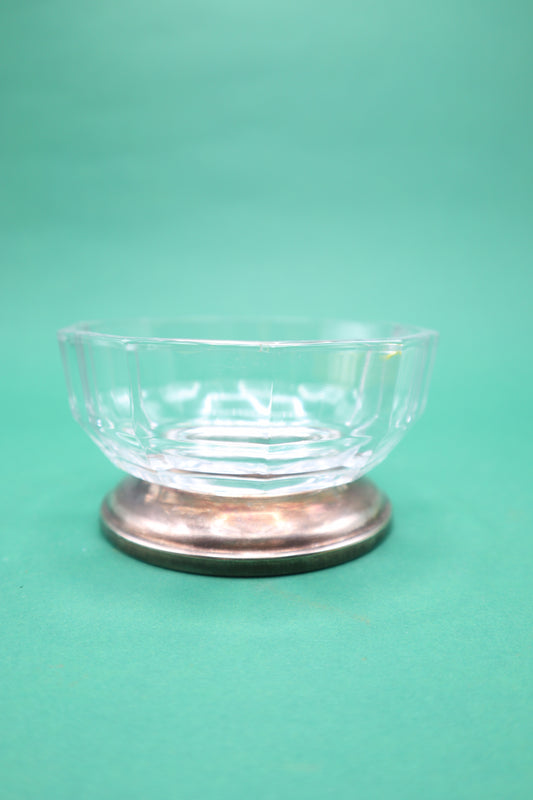Vintage Vetro argento porta confetti portagioielli Caramelle Trinket Dish Glass silver decoration aperitif sweets