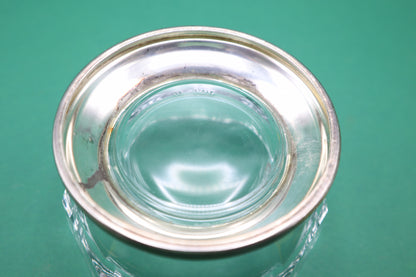 Vintage Vetro argento porta confetti portagioielli Caramelle Trinket Dish Glass silver decoration aperitif sweets