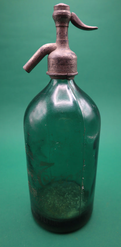 Vintage Sifone Francese in vetro verde e metallo circa Anni 50'