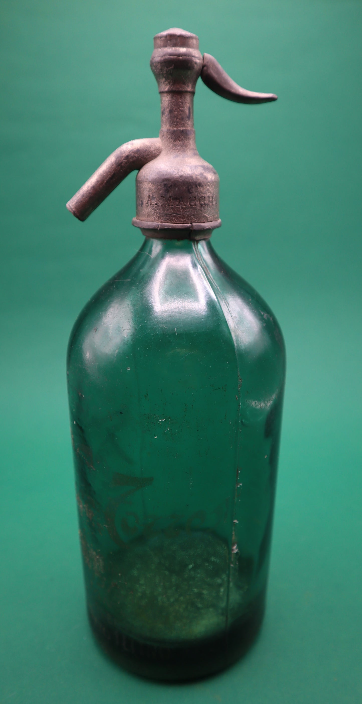 Vintage Sifone Francese in vetro verde e metallo circa Anni 50'